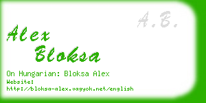 alex bloksa business card